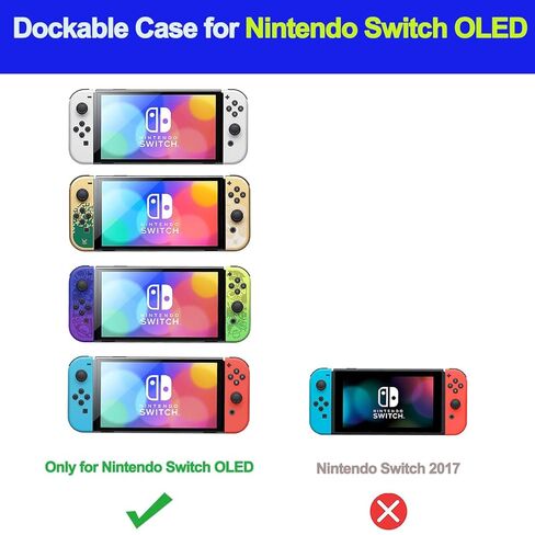 حافظة COMCOOL قابلة للإرساء لجهاز Nintendo Switch Oled - [حماية من السقوط من الدرجة العسكرية بطول 9 أقدام] [مع واقي شاشة من الزجاج المقسى ومقابض الإبهام] غطاء واقٍ لجهاز Nintendo Switch Oled - أحمر متوسط ​​أخضر in Kuwait
