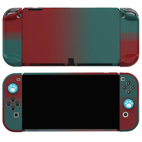 حافظة COMCOOL قابلة للإرساء لجهاز Nintendo Switch Oled - [حماية من السقوط من الدرجة العسكرية بطول 9 أقدام] [مع واقي شاشة من الزجاج المقسى ومقابض الإبهام] غطاء واقٍ لجهاز Nintendo Switch Oled - أحمر متوسط ​​أخضر in Kuwait