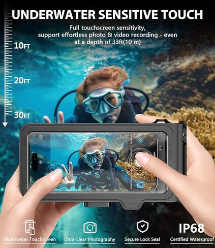 Waterproof Phone Case for Snorkeling - Underwater Touchscreen Housing, Universal Underwater Photo&Video Diving Case for iPhone 17/16/15/14 Pro Max Samsung Galaxy S25/S24 Ultra Up to 6.9'' Black in Saudi Arabia