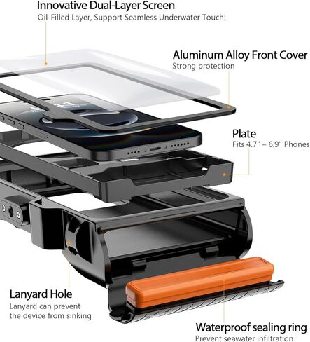 Waterproof Phone Case for Snorkeling - Underwater Touchscreen Housing, Universal Underwater Photo&Video Diving Case for iPhone 17/16/15/14 Pro Max Samsung Galaxy S25/S24 Ultra Up to 6.9'' Black in Saudi Arabia