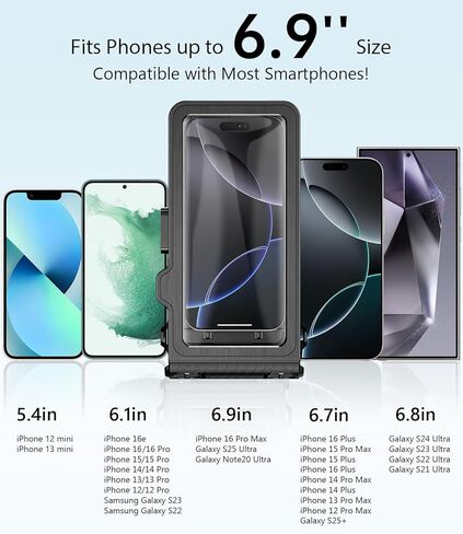 Waterproof Phone Case for Snorkeling - Underwater Touchscreen Housing, Universal Underwater Photo&Video Diving Case for iPhone 17/16/15/14 Pro Max Samsung Galaxy S25/S24 Ultra Up to 6.9'' Black in Saudi Arabia