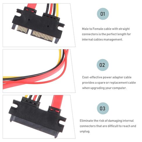 Serial Ata Male to Female Power and Data Extension Cable 7+15 Pin Connector for Computer Hard Drive and Optical Drive, 2pcs, Compatible with HDD and SSD Storage Devices in Saudi Arabia