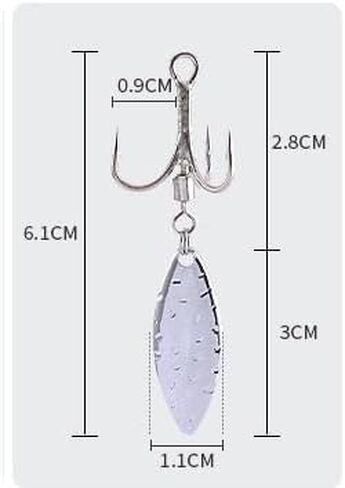 Pack of 20 Bladed Treble Hooks with Lure Treble Hooks with Willow Blade Replacement Bladed Spinner Hooks for Trout Bass Freshwater Saltwater in Saudi Arabia