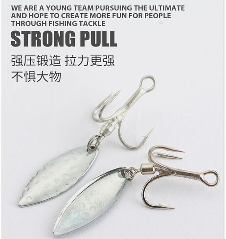 Pack of 20 Bladed Treble Hooks with Lure Treble Hooks with Willow Blade Replacement Bladed Spinner Hooks for Trout Bass Freshwater Saltwater in Saudi Arabia