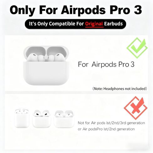 حافظة شحن لاسلكية متوافقة مع AirPods Pro 3rd 2025 (ليست لـ Pro 2nd)، استبدال علبة الشحن بمنفذ USB-C Airpods Pro 3، سماعات الأذن غير متضمنة in Saudi Arabia
