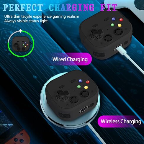 Compatible with Samsung Galaxy Buds 3 FE (2025) / Buds3 Pro (2024) / Buds 3 (2024) Classic Cool Funny Game Case Shock-Proof Protective Silicone with Secure Lock Clip - Black in Saudi Arabia