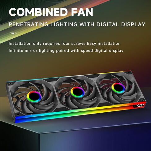 Jungle Leopard Star-Link 240 ARGB PC Reverse Blade Case Fan - Integrated -Type Infinity Mirror Design with 3 x 120mm ARGB&PWM Fans, Suitable for Computer Case(Black Forward 240mm) in Kuwait