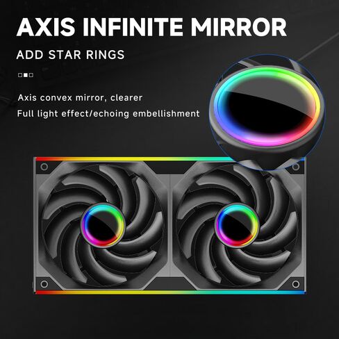 Jungle Leopard Star-Link 240 ARGB PC Reverse Blade Case Fan - Integrated -Type Infinity Mirror Design with 3 x 120mm ARGB&PWM Fans, Suitable for Computer Case(Black Forward 240mm) in Kuwait