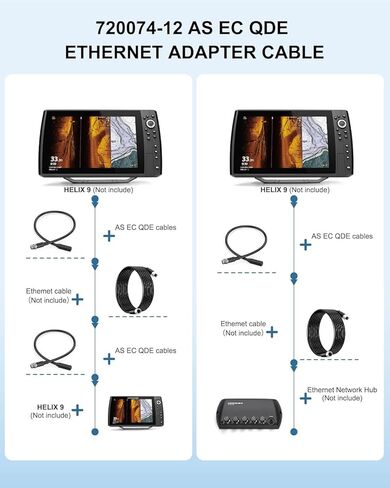 كابل محول WUKUR 720074-1 AS EC QDE Ethernet متوافق مع نماذج Humminbird Fish Finders Helix 7، 8، 9، 10، 12، 15، G2N، G3N، G4N، 5 دبابيس إلى 8 دبابيس، 1.6 قدم in Kuwait