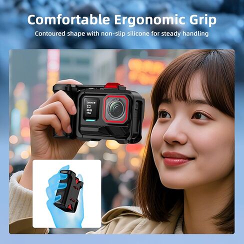 مجموعة قبضة Ace Pro/Ace Pro 2 Xplorer لـ Insta360، مجموعة مقبض تصوير الشوارع مع زر مصراع، إطلاق سريع، حذاء بارد لملحقات Insta360 Ace Pro/Ace Pro 2 in Saudi Arabia