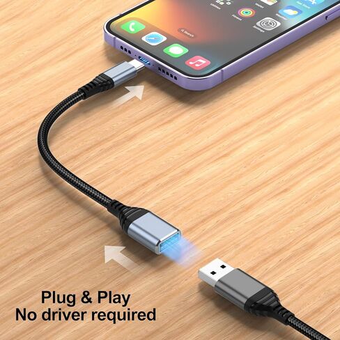2 حزمة محول USB C إلى USB 3.0، محول كابل USB C ذكر إلى USB أنثى OTG متوافق مع iPhone 17 16 16e 15 Air Pro Max، MacBook Pro/Air، Samsung Galaxy S25/S24/S23، Google Pixel 10 9 8 7 (أسود) in Kuwait