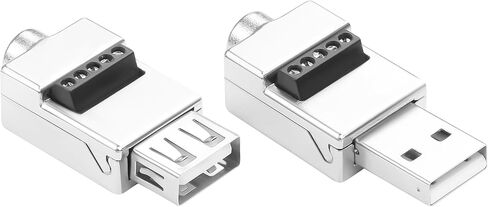 قطعتان من قابس موصل USB 2.0 بدون لحام، USB 2.0 ذكر/أنثى إلى 5 دبابيس محول بدون لحام، اكتب لوحة لحام من أجل DIY، كابلات توصيل USB، لوحات المفاتيح in Kuwait