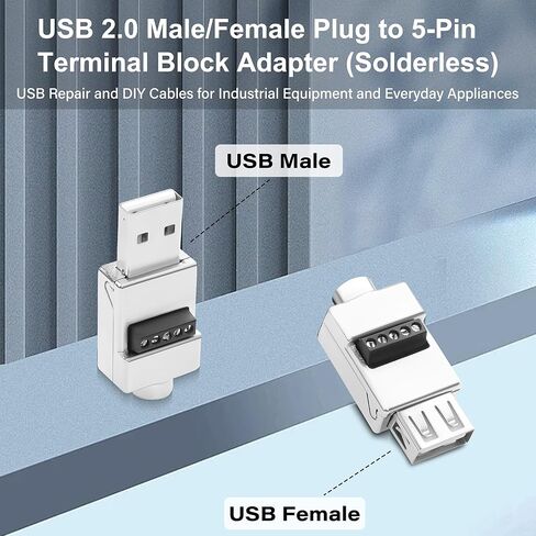 قطعتان من قابس موصل USB 2.0 بدون لحام، USB 2.0 ذكر/أنثى إلى 5 دبابيس محول بدون لحام، اكتب لوحة لحام من أجل DIY، كابلات توصيل USB، لوحات المفاتيح in Kuwait