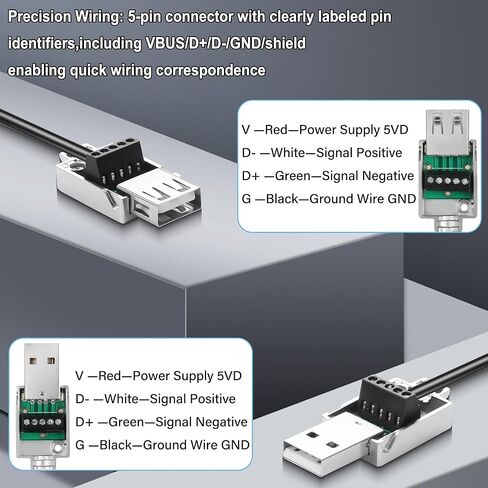 قطعتان من قابس موصل USB 2.0 بدون لحام، USB 2.0 ذكر/أنثى إلى 5 دبابيس محول بدون لحام، اكتب لوحة لحام من أجل DIY، كابلات توصيل USB، لوحات المفاتيح in Kuwait