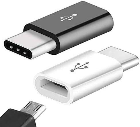 محول USB C إلى Micro USB، محول USB من النوع C، موصل تحويل USB صغير إلى النوع C بسرعة عالية، متوافق مع Samsung Galaxy S7 S6 J7 Note 5 Kindle Ps4 والمزيد (أسود وأبيض) in Kuwait