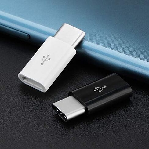 محول USB C إلى Micro USB، محول USB من النوع C، موصل تحويل USB صغير إلى النوع C بسرعة عالية، متوافق مع Samsung Galaxy S7 S6 J7 Note 5 Kindle Ps4 والمزيد (أسود وأبيض) in Kuwait