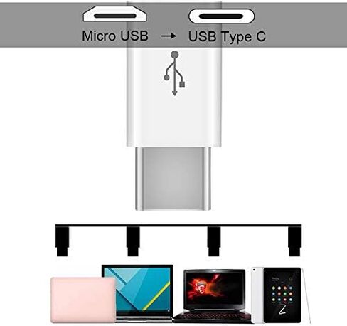 محول USB C إلى Micro USB، محول USB من النوع C، موصل تحويل USB صغير إلى النوع C بسرعة عالية، متوافق مع Samsung Galaxy S7 S6 J7 Note 5 Kindle Ps4 والمزيد (أسود وأبيض) in Kuwait