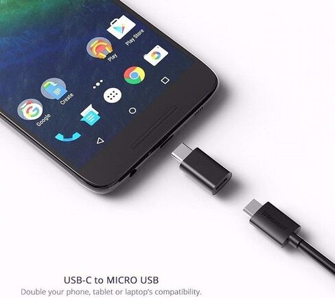 محول USB C إلى Micro USB، محول USB من النوع C، موصل تحويل USB صغير إلى النوع C بسرعة عالية، متوافق مع Samsung Galaxy S7 S6 J7 Note 5 Kindle Ps4 والمزيد (أسود وأبيض) in Kuwait
