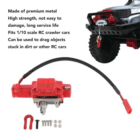 ونش 1/10 RC، بديل ونش محاكاة RC معدني لـ SCX10، سيارة زاحفة 1/10 RC، مصنوعة خصيصًا من المعدن الفاخر، مصممة من المعدن الفاخر (أحمر) in Kuwait