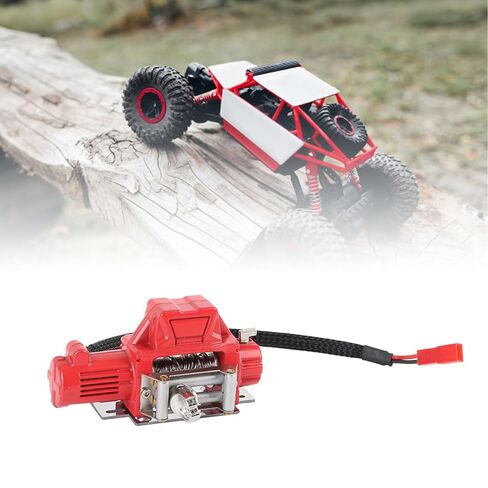 ونش 1/10 RC، بديل ونش محاكاة RC معدني لـ SCX10، سيارة زاحفة 1/10 RC، مصنوعة خصيصًا من المعدن الفاخر، مصممة من المعدن الفاخر (أحمر) in Kuwait