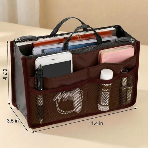 Organizer Insert Bag Polyester 20L Large Capacity Cosmetic Liner Bag Portable Multicoloured Insert Handbag for Business Cosmetic Makeup Storage in Saudi Arabia