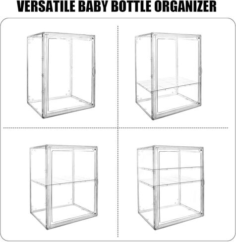 Baby Bottle Organizer, 3 Tiers Adjustable Clear Acrylic Storage Station Case Box Container for Bottles, Pacifiers, Pump Parts, Bottle Organizer Baby for Countertop and Cabinet (M) in Saudi Arabia