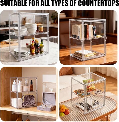 Baby Bottle Organizer, 3 Tiers Adjustable Clear Acrylic Storage Station Case Box Container for Bottles, Pacifiers, Pump Parts, Bottle Organizer Baby for Countertop and Cabinet (M) in Saudi Arabia
