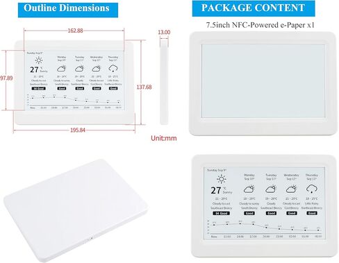 7.5inch Passive NFC-Powered e-Paper, 800 x 480 Pixel ePaper Screen, Adopts Novel Passive NFC Technology No Batte-ry Required No Messy Wiring, Wire-Less Powering & Data Transfer in Saudi Arabia