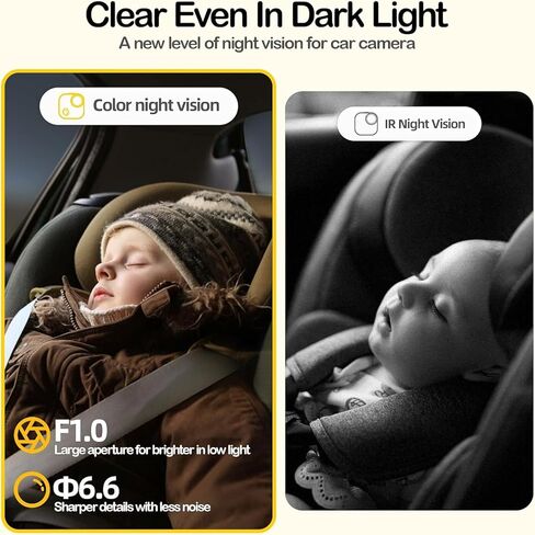 شاشة سيارة Ellie Baby، شاشة المقعد الخلفي 2K UHD مع رؤية ليلية ملونة، تتبع الوجه، شاشة مزدوجة لطفلين، كاميرا أطفال واسعة الرؤية للسيارة، التقاط فيديو ذكي والتحكم في التطبيق in Kuwait