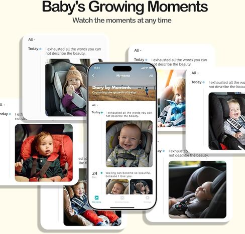 شاشة سيارة Ellie Baby، شاشة المقعد الخلفي 2K UHD مع رؤية ليلية ملونة، تتبع الوجه، شاشة مزدوجة لطفلين، كاميرا أطفال واسعة الرؤية للسيارة، التقاط فيديو ذكي والتحكم في التطبيق in Kuwait