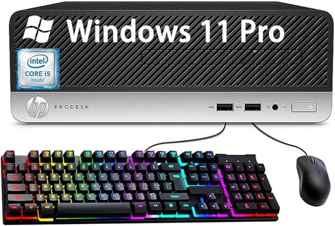 كمبيوتر مكتبي HP ProDesk 400 G5 صغير الحجم، Core i5-8500 3.00 جيجا هرتز-4.10 جيجا هرتز، 8 جيجا DDR4، 256 جيجا SSD، لوحة مفاتيح وماوس، USB WiFi+BT، بدون DVD، Windows 11 Pro (متجدد) in Saudi Arabia