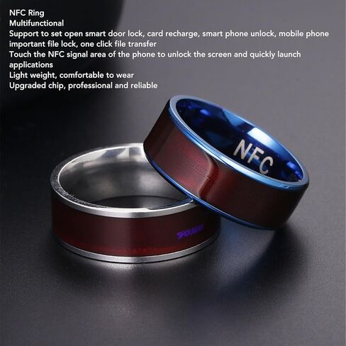 Asixxsix Smart NFC Ring, Steel Material, for Door Locks, File Transfer, NFC Devices, Ideal Gift for Men, All Round Sensing Technology Wearable Smart Ring for Mobile Phones (10) in Saudi Arabia