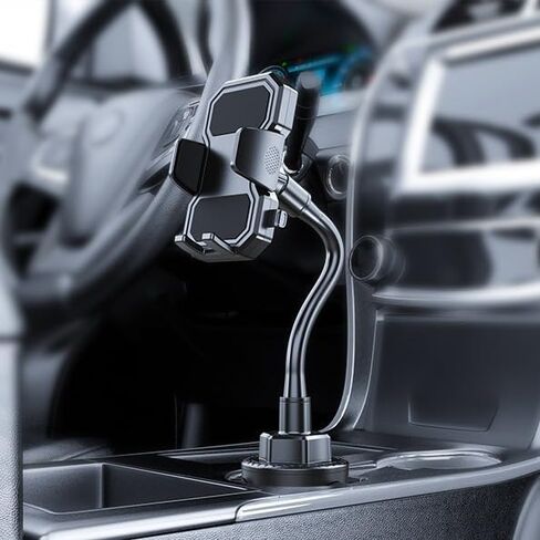 Cup Car Phone Holder for Car,Universal Adjustable Gooseneck Car Phone Holder - 360° Rotatable Dashboard Clip Mount for Smartphones 4-7.5 Inches,Black. in Saudi Arabia