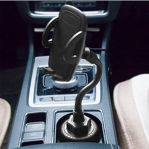 Cup Car Phone Holder for Car,Universal Adjustable Gooseneck Car Phone Holder - 360° Rotatable Dashboard Clip Mount for Smartphones 4-7.5 Inches,Black. in Saudi Arabia