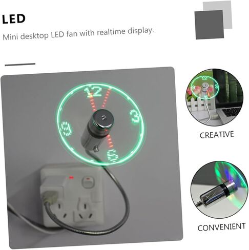 NOLITOY USB على مدار الساعة مروحة مع شاشة LED مروحة USB صغيرة محمولة مع عرض الوقت الحقيقي لأجهزة الكمبيوتر المحمول واستخدام المكتب in Kuwait