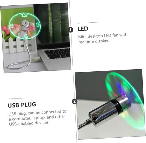 NOLITOY USB على مدار الساعة مروحة مع شاشة LED مروحة USB صغيرة محمولة مع عرض الوقت الحقيقي لأجهزة الكمبيوتر المحمول واستخدام المكتب in Kuwait
