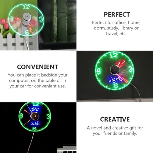 NOLITOY USB على مدار الساعة مروحة مع شاشة LED مروحة USB صغيرة محمولة مع عرض الوقت الحقيقي لأجهزة الكمبيوتر المحمول واستخدام المكتب in Kuwait