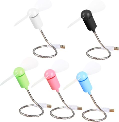 BESPORTBLE 5pcs USB Mini Flexional Silent Small Fans Set for Computer Cooling, Portable Desk USB Fans with Adjustable Gooseneck for Office, Travel, and Home Use Random Color in Saudi Arabia
