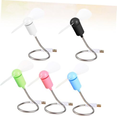 BESPORTBLE 5pcs USB Mini Flexional Silent Small Fans Set for Computer Cooling, Portable Desk USB Fans with Adjustable Gooseneck for Office, Travel, and Home Use Random Color in Saudi Arabia