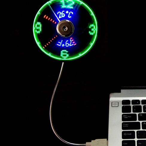 Homoyoyo USB Clock Fan with Mini LED Display USB Rechargeable Portable Cooling Fan for Home Office Use Real-time Luminous Clock Display Flexible Gooseneck in Saudi Arabia