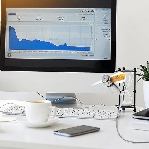 مروحة ساعة USB من Housoutil مع شاشة LED لدرجة الحرارة، مروحة كمبيوتر USB صغيرة للمكتب المنزلي والسفر in Kuwait