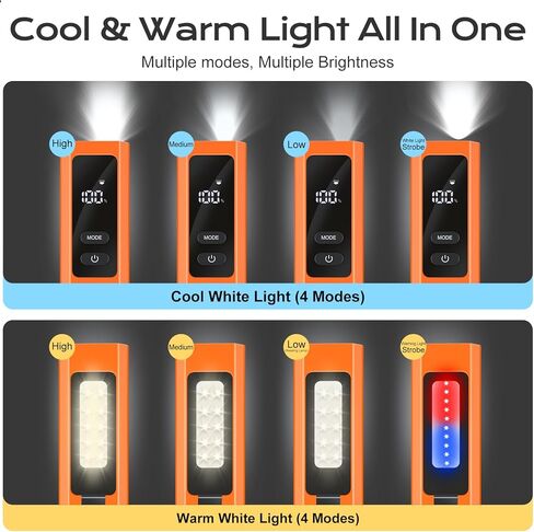 EDC Flashlight 4 in 1 Pocket Magnetic Slim Flat Flashlight High Lumens Work Light with Green Beam & UV Light & Warning Light Combo EDC Rechargeable LT-010 (Orange Color) in Saudi Arabia