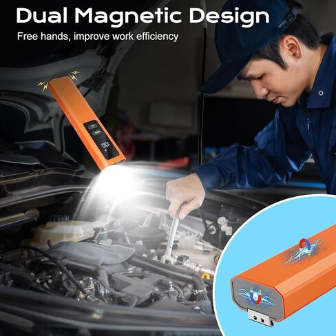 EDC Flashlight 4 in 1 Pocket Magnetic Slim Flat Flashlight High Lumens Work Light with Green Beam & UV Light & Warning Light Combo EDC Rechargeable LT-010 (Orange Color) in Saudi Arabia