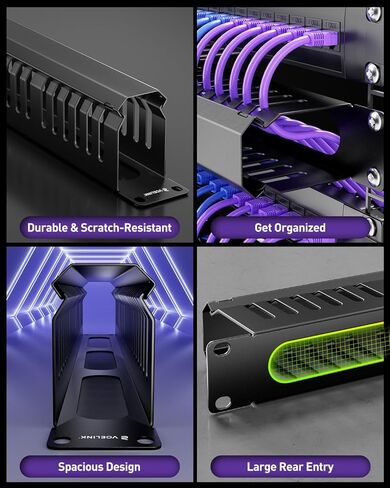 VCELINK 1U Server Rack Cable Management 24-Slot (1-Pack) and 1U Metal Brush Panel (2-Pack) in Saudi Arabia