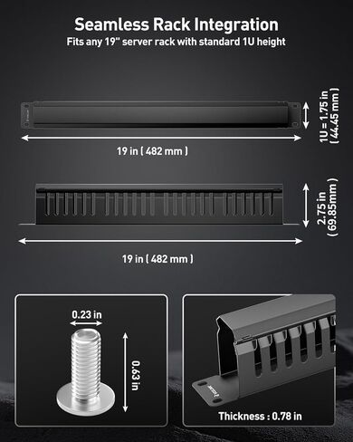 VCELINK 1U Server Rack Cable Management 24-Slot (1-Pack) and 1U Metal Brush Panel (2-Pack) in Saudi Arabia