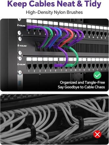 VCELINK 1U Server Rack Cable Management 24-Slot (1-Pack) and 1U Metal Brush Panel (2-Pack) in Saudi Arabia