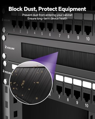 VCELINK 1U Server Rack Cable Management 24-Slot (1-Pack) and 1U Metal Brush Panel (2-Pack) in Saudi Arabia