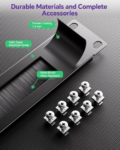 VCELINK 1U Server Rack Cable Management 24-Slot (1-Pack) and 1U Metal Brush Panel (2-Pack) in Saudi Arabia