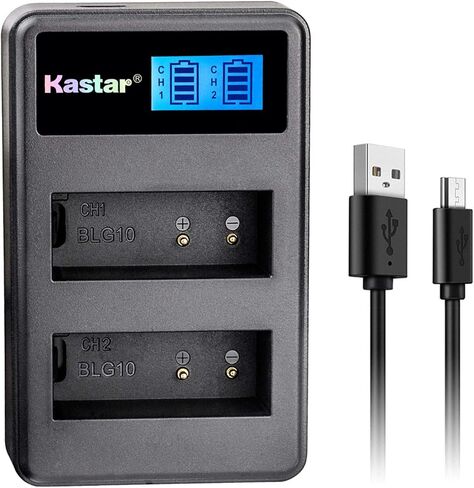 Kastar USB LCD شاحن مزدوج لباناسونيك DMW-BLE9 DMW-BLE9E DMW-BLE9PP DMW-BLG10 DMW-BLG10E DE-A98 DE-A99B Leica BP-DC15 وباناسونيك لوميكس DMC-GF3 لوميكس DMC-GF5 لوميكس DMC-GF6 لوميكس DMC-GX7 in Kuwait