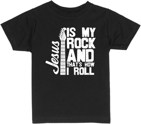 Jesus is My Rock That's How I Roll Toddler Kids T-Shirt in Saudi Arabia